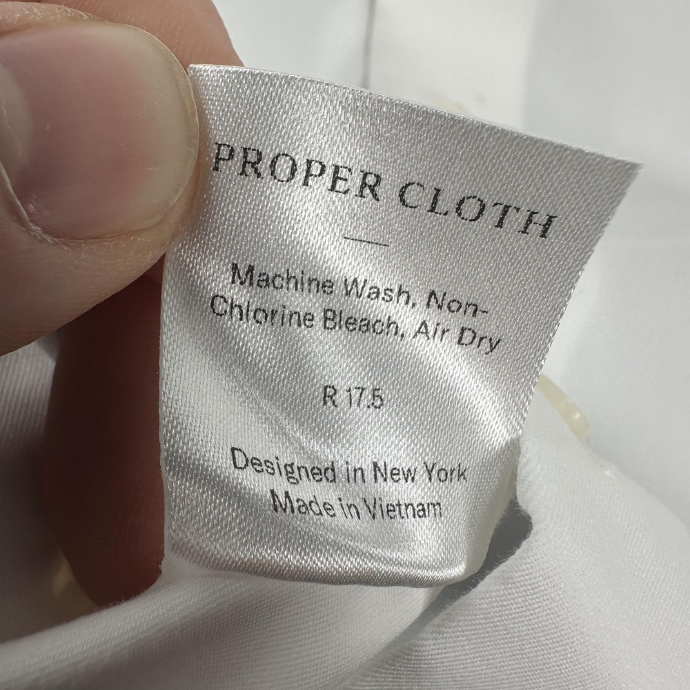 Proper Cloth Lot Of 2 Shirts Mens‎ 17.5 White Short Sleeve Button Down Cotton - Picture 15 of 16